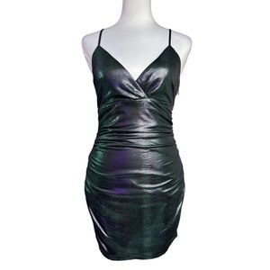 Superdown- Green Shiny Metallic, Mini Dress, Size S